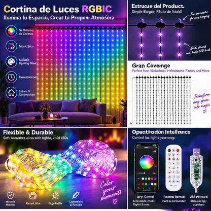 Cortina de Luces Navideñas Animadas